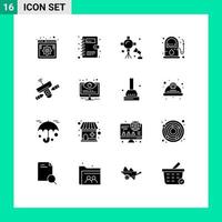 Set of 16 Modern UI Icons Symbols Signs for satellite gasoline illumination gas studio lights Editable Vector Design Elements