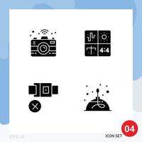 User Interface Pack of 4 Basic Solid Glyphs of camera not audio engineering safety Editable Vector Design Elements