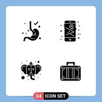 Stock Vector Icon Pack of 4 Line Signs and Symbols for digestion hindu map map pin beach Editable Vector Design Elements