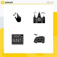 Modern Set of 4 Solid Glyphs and symbols such as expand night magnification house party Editable Vector Design Elements