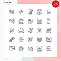 Mobile Interface Line Set of 25 Pictograms of wifi trolly seo molecule biology Editable Vector Design Elements