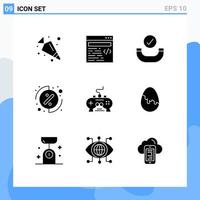 Pictogram Set of 9 Simple Solid Glyphs of decoration xbox handset video game Editable Vector Design Elements