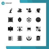 Set of 16 Modern UI Icons Symbols Signs for board mind assistance human communication Editable Vector Design Elements