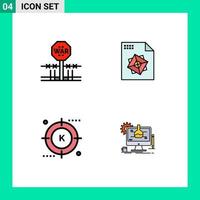 Modern Set of 4 Filledline Flat Colors and symbols such as combat keyword occupation processing optimization Editable Vector Design Elements