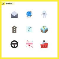 Modern Set of 9 Flat Colors and symbols such as location store cosmonaut shops house Editable Vector Design Elements