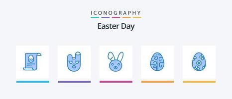 paquete de iconos de pascua azul 5 que incluye pascua. vacaciones. bynny huevo. decoración. diseño de iconos creativos vector