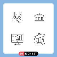 Mobile Interface Line Set of 4 Pictograms of leak computer plumbing finance house Editable Vector Design Elements