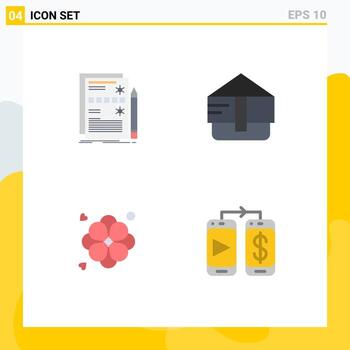 Pictogram Set of 4 Simple Flat Icons of component nature hardware fashion mobile Editable Vector Design Elements