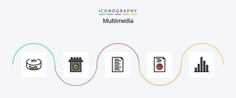 Multimedia Line Filled Flat 5 Icon Pack Including . analytics. graph vector