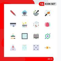 16 User Interface Flat Color Pack of modern Signs and Symbols of card money medicine finance graph magnifying Editable Pack of Creative Vector Design Elements