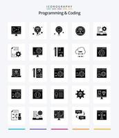 Creative Programming And Coding 25 Glyph Solid Black icon pack  Such As file. develop. programming. programming. develop vector