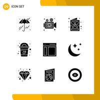 Set of 9 Modern UI Icons Symbols Signs for interface starbucks coffee cup shop Editable Vector Design Elements