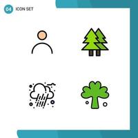 Modern Set of 4 Filledline Flat Colors and symbols such as personal autumn user environment rain Editable Vector Design Elements