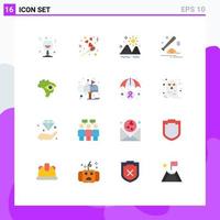 Mobile Interface Flat Color Set of 16 Pictograms of cap ball valentine fire baseball sea Editable Pack of Creative Vector Design Elements