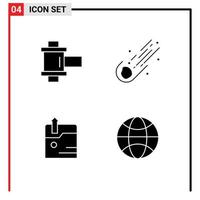 Pack of Modern Solid Glyphs Signs and Symbols for Web Print Media such as film technology asteroid space globe Editable Vector Design Elements