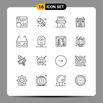 paquete de interfaz de usuario de 16 esquemas básicos de elementos de diseño vectorial editables de comida de diseño de obsequio de bloqueo de seguridad vector