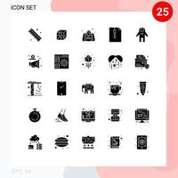 Set of 25 Modern UI Icons Symbols Signs for people astronaut dad zip archive Editable Vector Design Elements