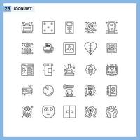 Set of 25 Modern UI Icons Symbols Signs for funeral coffin cpu casket love Editable Vector Design Elements