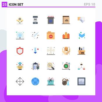 Modern Set of 25 Flat Colors Pictograph of business open book message library book Editable Vector Design Elements