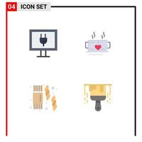 User Interface Pack of 4 Basic Flat Icons of entertainment sweet tea heart brush Editable Vector Design Elements