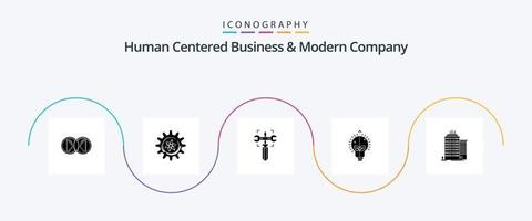Human Centered Business And Modern Company Glyph 5 Icon Pack Including building. bulb. lab. idea. screw vector