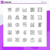 User Interface Pack of 25 Basic Lines of essential mother marketing mainboard computer Editable Vector Design Elements