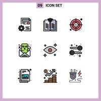 Stock Vector Icon Pack of 9 Line Signs and Symbols for watching eye business email communication Editable Vector Design Elements