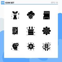 9 Universal Solid Glyph Signs Symbols of create magic trick memory card edict constitution Editable Vector Design Elements