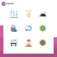 9 User Interface Flat Color Pack of modern Signs and Symbols of hardware devices right computers scenery Editable Vector Design Elements