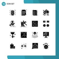 16 Universal Solid Glyphs Set for Web and Mobile Applications diagram multimedia imaging music list Editable Vector Design Elements