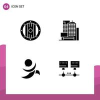 Pack of 4 Modern Solid Glyphs Signs and Symbols for Web Print Media such as element crypto spa office computer Editable Vector Design Elements