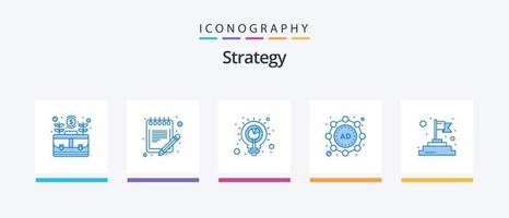 Strategy Blue 5 Icon Pack Including strategy. ad. paper. analysis. solution. Creative Icons Design vector