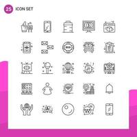 conjunto de 25 iconos de interfaz de usuario modernos signos de símbolos para finanzas de pago samsung clic dando elementos de diseño vectorial editables vector