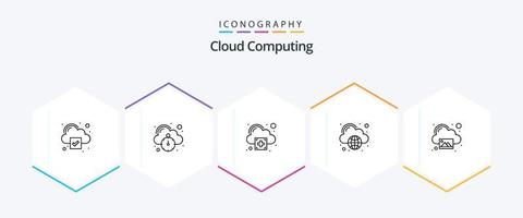 Cloud Computing 25 Line icon pack including landscape. add. globe. cloud computing vector