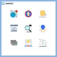 Group of 9 Modern Flat Colors Set for education web design chart web content browser Editable Vector Design Elements