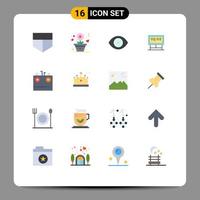 Set of 16 Commercial Flat Colors pack for electricity charge human battery score Editable Pack of Creative Vector Design Elements