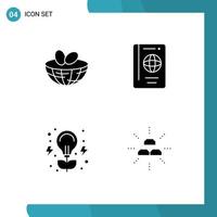 User Interface Pack of 4 Basic Solid Glyphs of eggs bulb spring summer invention Editable Vector Design Elements