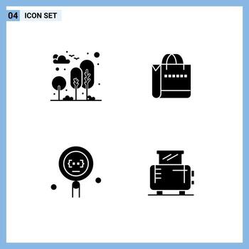 4 conjunto de glifos sólidos universales para aplicaciones web y móviles desarrollo de bolsos de parque de codificación de ciudad elementos de diseño vectorial editables vector