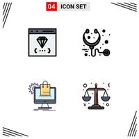 Stock Vector Icon Pack of 4 Line Signs and Symbols for app shopping develop health ecommerce Editable Vector Design Elements