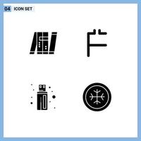 Set of 4 Vector Solid Glyphs on Grid for artificial cable intelligent coin usb Editable Vector Design Elements