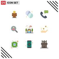 Modern Set of 9 Flat Colors and symbols such as search networking call find conversation Editable Vector Design Elements