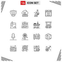 Modern Set of 16 Outlines and symbols such as web login connect scientific test Editable Vector Design Elements