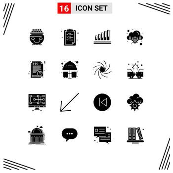 Set of 16 Modern UI Icons Symbols Signs for paper online education computing business Editable Vector Design Elements