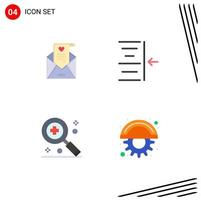 Group of 4 Flat Icons Signs and Symbols for mail medical wedding card text cutter Editable Vector Design Elements