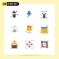 9 Universal Flat Colors Set for Web and Mobile Applications network signal bodybuilding user lifting Editable Vector Design Elements