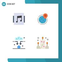 4 Creative Icons Modern Signs and Symbols of album antenna globe office signal Editable Vector Design Elements