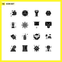 16 Universal Solid Glyphs Set for Web and Mobile Applications sign stop fireman programming development Editable Vector Design Elements