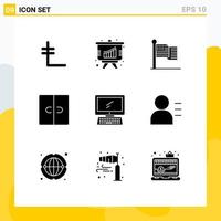 Modern Set of 9 Solid Glyphs and symbols such as device computer flag interior decor Editable Vector Design Elements