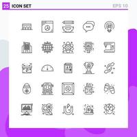 25 Universal Line Signs Symbols of bubble conversation marketing chat development Editable Vector Design Elements