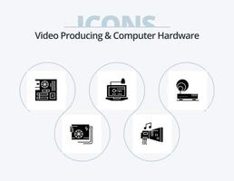 Video Producing And Computer Hardware Glyph Icon Pack 5 Icon Design. hardware. access. hardware. mother. main vector